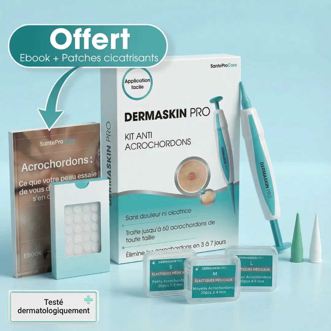 Kit complet Dermaskin Pro pour enlever les acrochordons à domicile, avec stylo applicateur, élastiques médicaux et embouts de précision