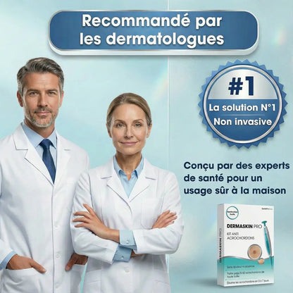 Kit Dermaskin Pro présenté sur fond médical propre, mettant en avant l’aspect professionnel et dermatologique du produit.